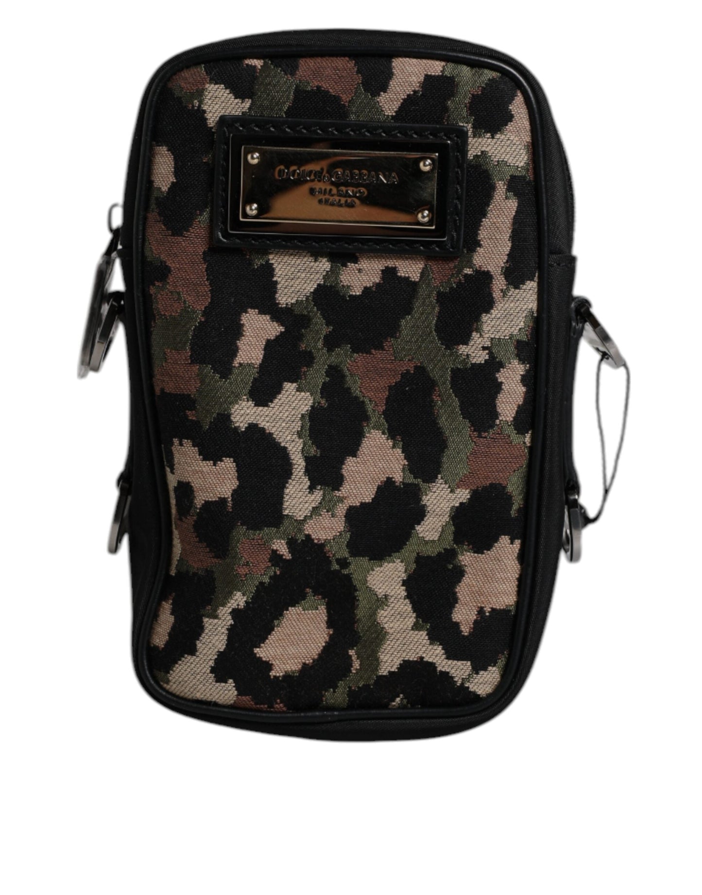 Dolce & Gabbana Multicolor Leopard Jacquard Logo Plaque Neck Strap Men's Bag ()