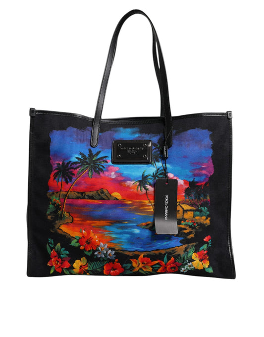 Dolce & Gabbana Multicolor Graphic Printed Top Handle Shopping Tote Men's Bag