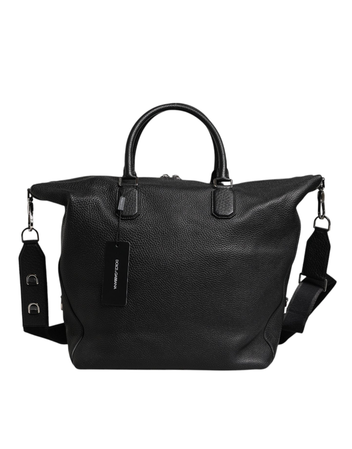 Dolce & Gabbana Black Calfskin Leather Hand Shoulder Duffle Men's Bag