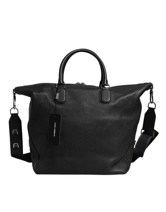 Dolce & Gabbana Black Calfskin Leather Hand Shoulder Duffle Men's Bag