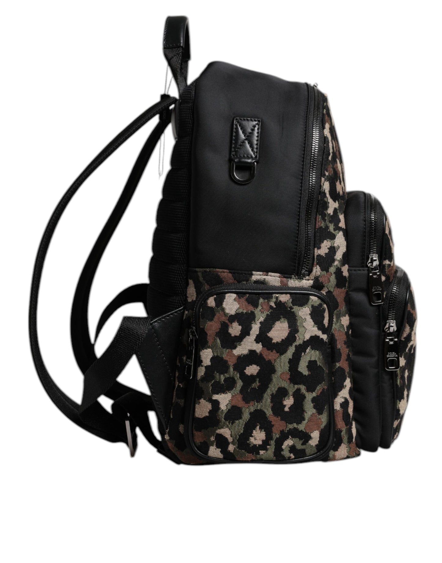 Dolce & Gabbana Multicolor Leopard Print DG Logo Plaque Men Backpack Men's Bag