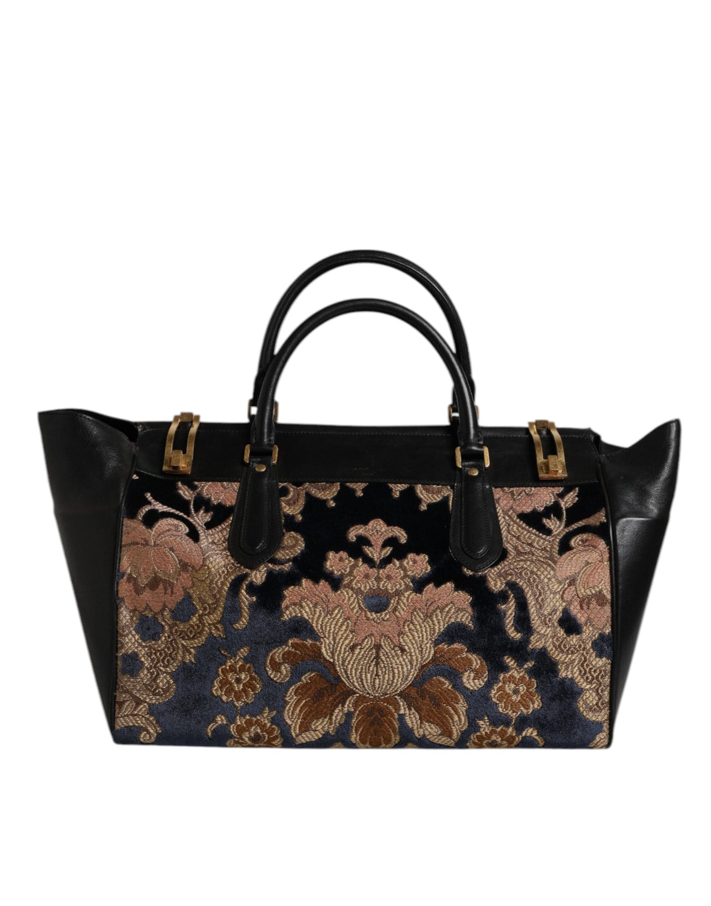 Dolce & Gabbana Black Floral Jacquard HandMen's Shoulder Tote Men's Bag ()