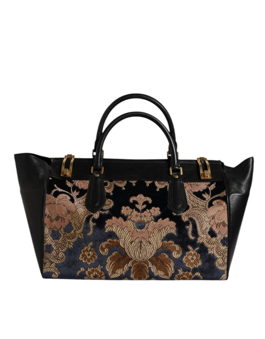 Dolce & Gabbana Black Floral Jacquard HandMen's Shoulder Tote Men's Bag ()