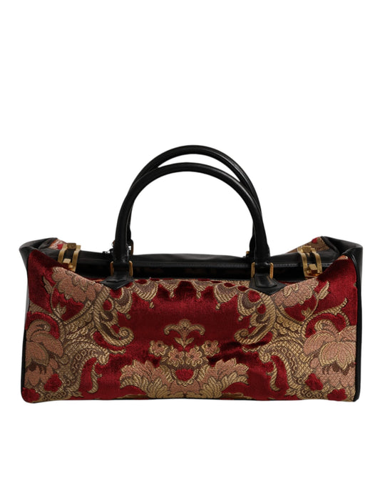 Dolce & Gabbana Multicolor Leather Brocade Velvet Travel Duffle Tote Men's Bag ()