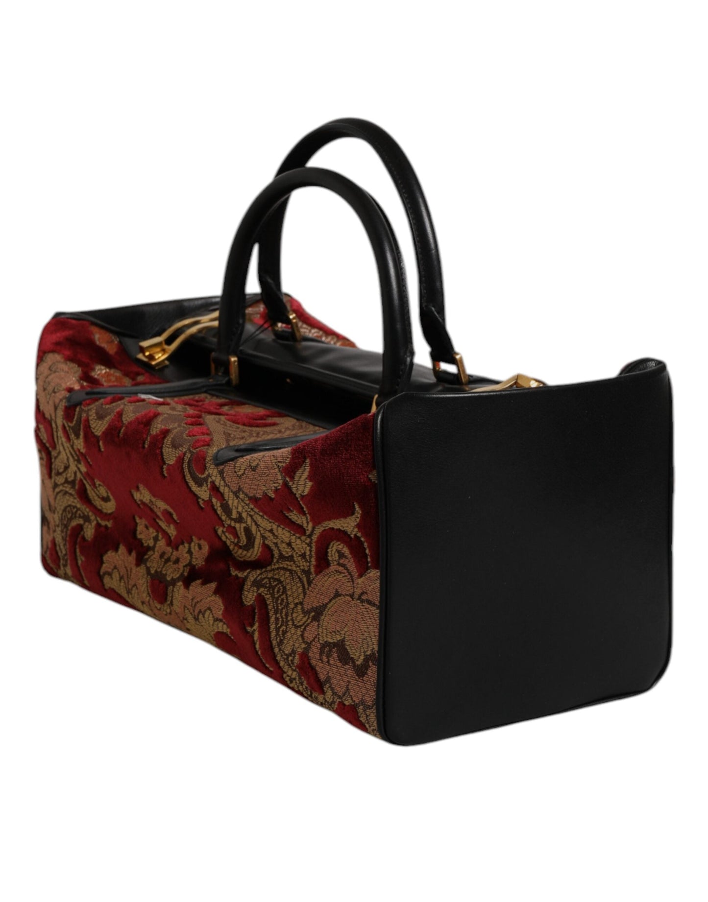 Dolce & Gabbana Multicolor Leather Brocade Velvet Travel Duffle Tote Men's Bag ()