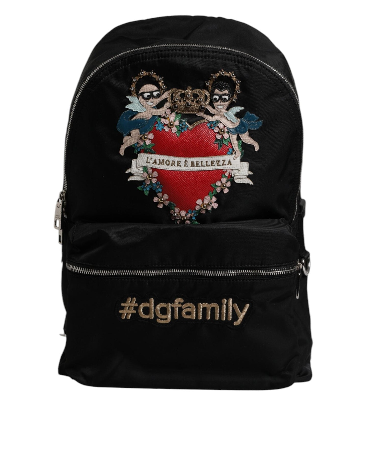 Dolce & Gabbana Black Nylon #DGFAMILY Embellished Backpack VULCANO Men's Bag
