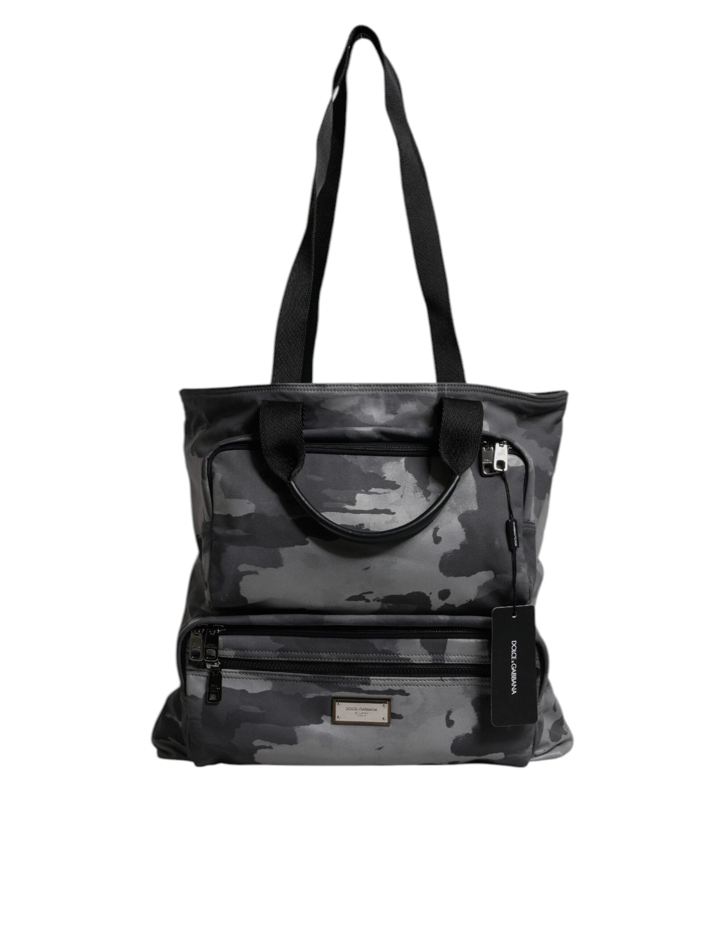 Dolce & Gabbana Black Camouflage Shoulder Strap Logo Plaque Men's Bag ()