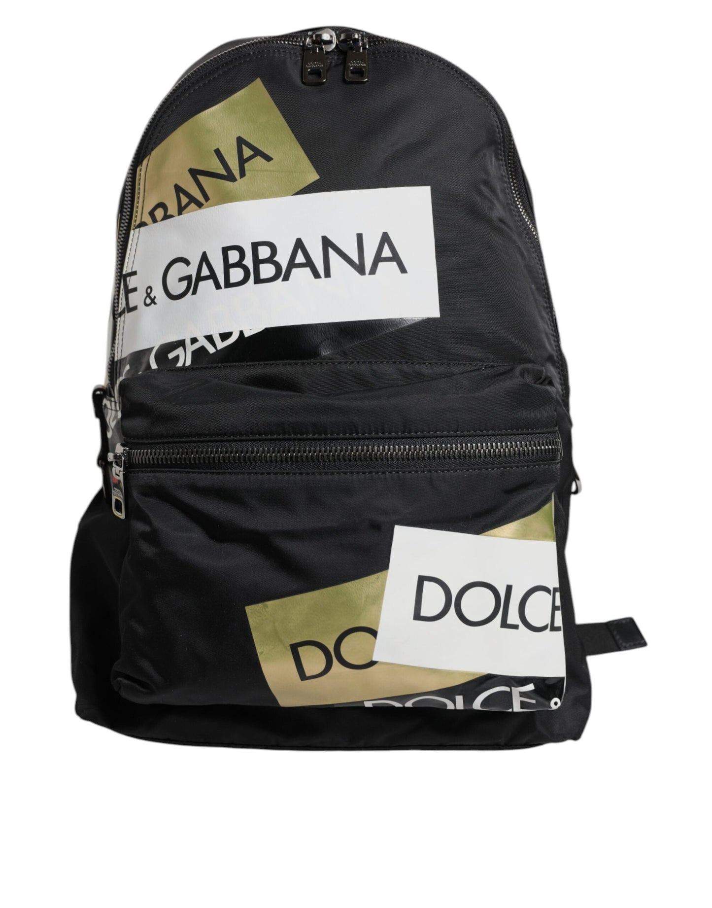 Dolce & Gabbana Black Logo Tape Polyamide School Travel Backpack Men's Bag