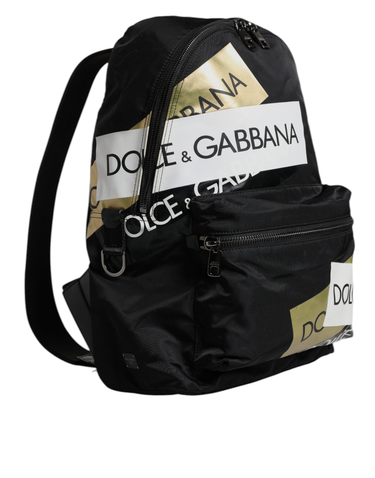 Dolce & Gabbana Black Logo Tape Polyamide School Travel Backpack Men's Bag