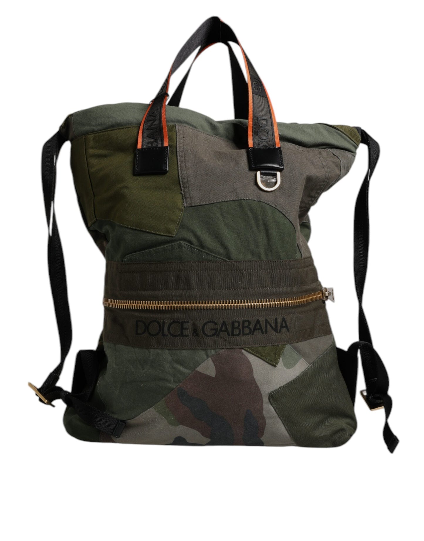 Dolce & Gabbana Military Green Patchwork Rucksack Backpack Men's Bag