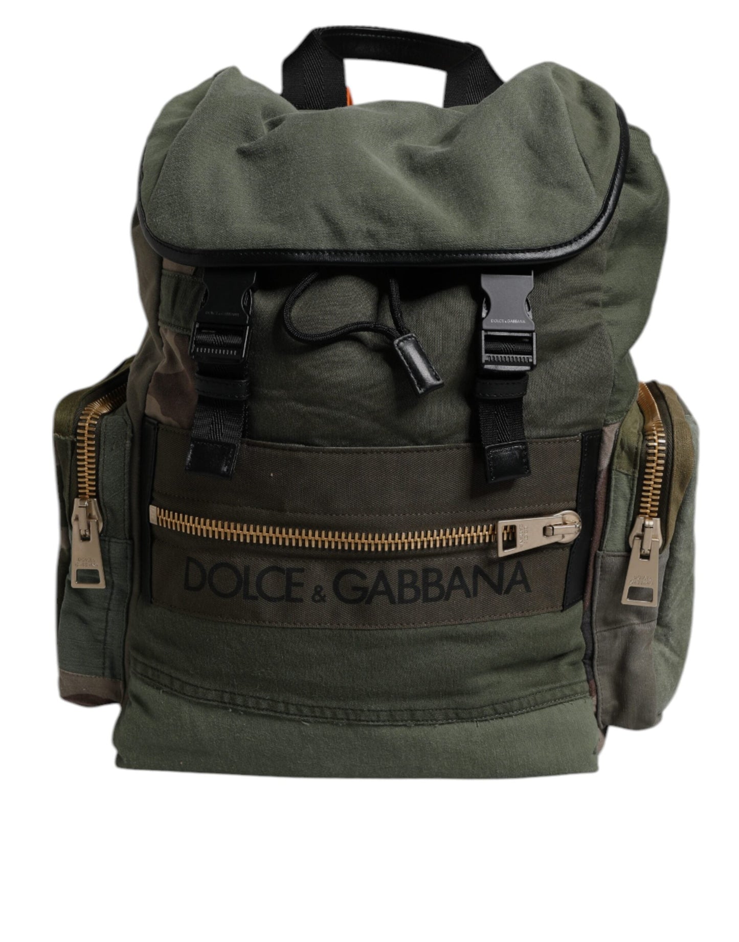 Dolce & Gabbana Military Green Patchwork Travel Backpack Men's Bag