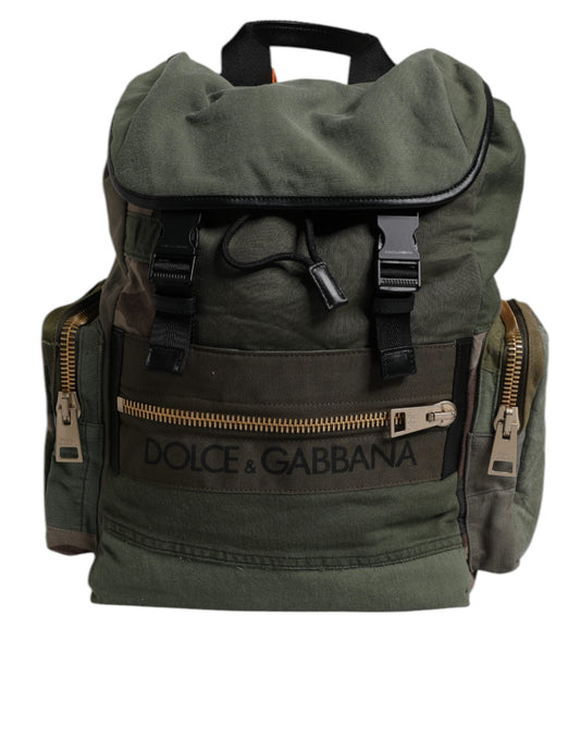 Dolce & Gabbana Military Green Patchwork Travel Backpack Men's Bag