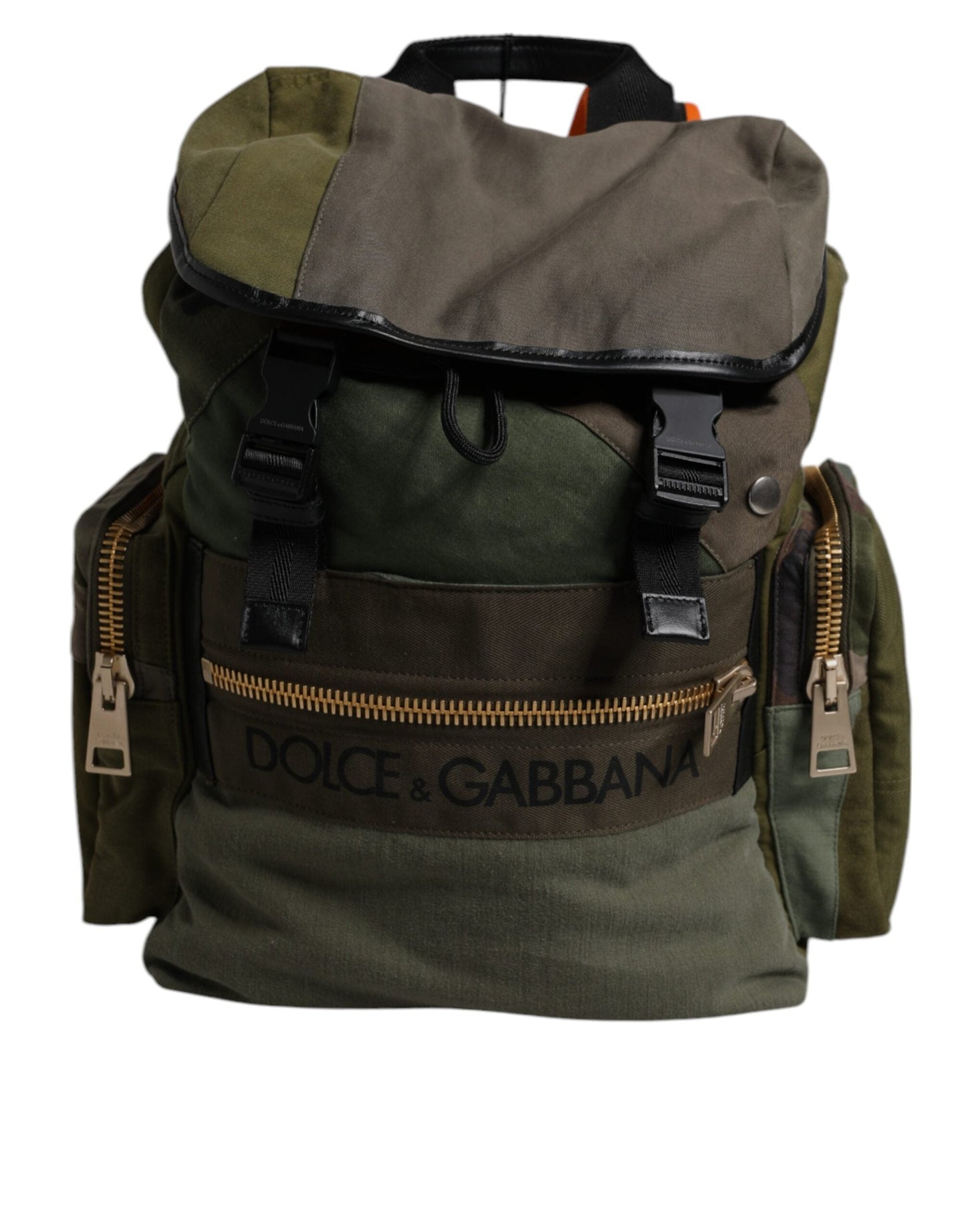 Dolce & Gabbana Military Green Patchwork Travel Backpack Men's Bag