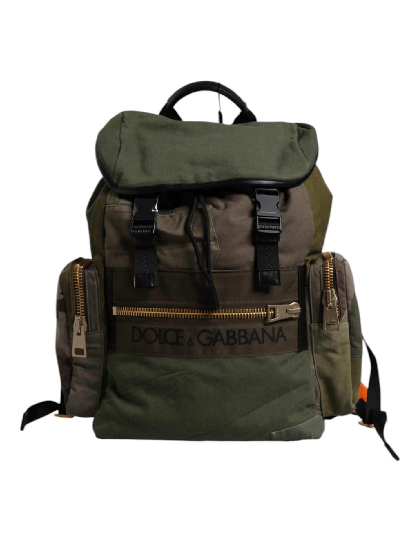 Dolce & Gabbana Military Green Patchwork Travel Backpack Men's Bag ()