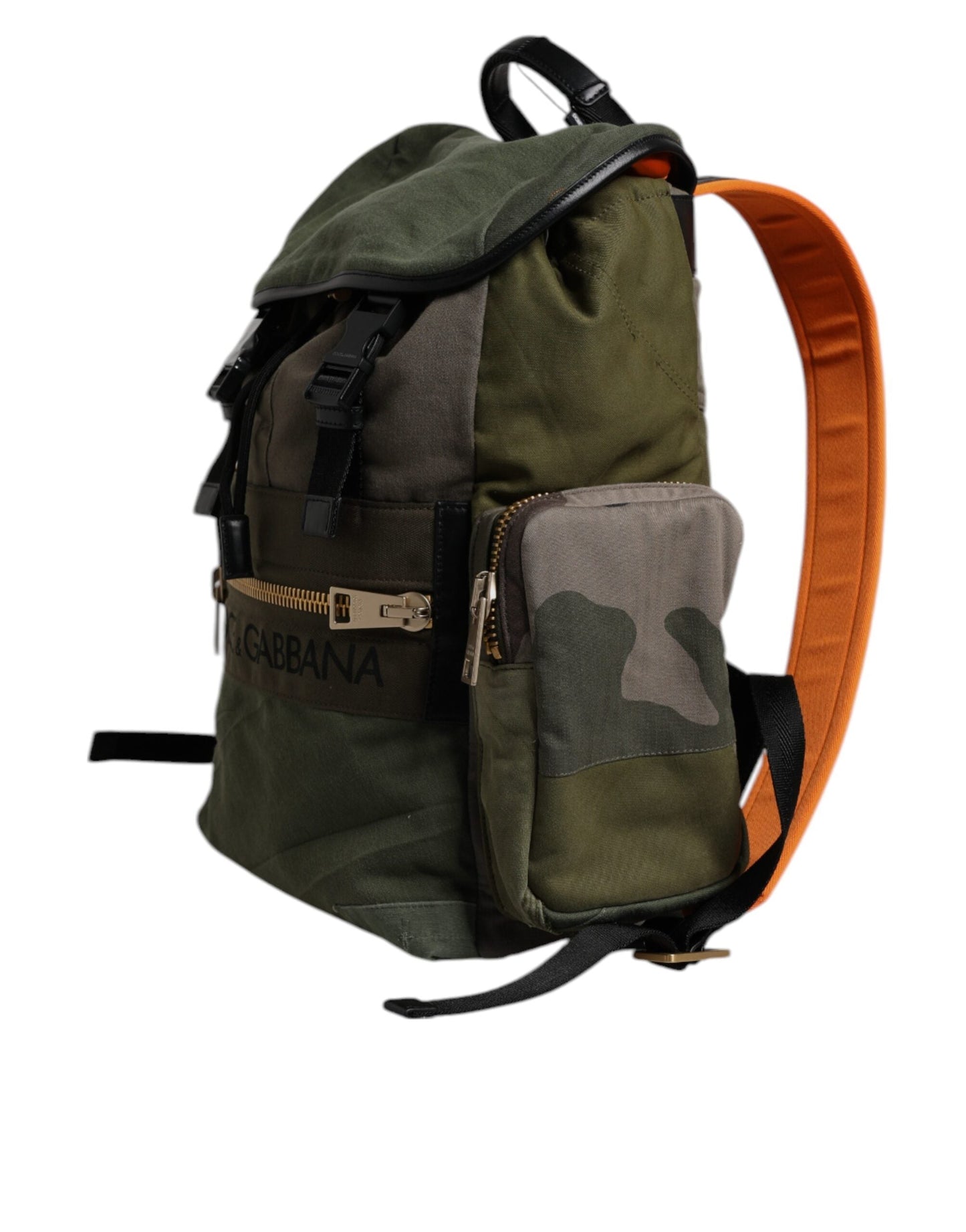 Dolce & Gabbana Military Green Patchwork Travel Backpack Men's Bag ()