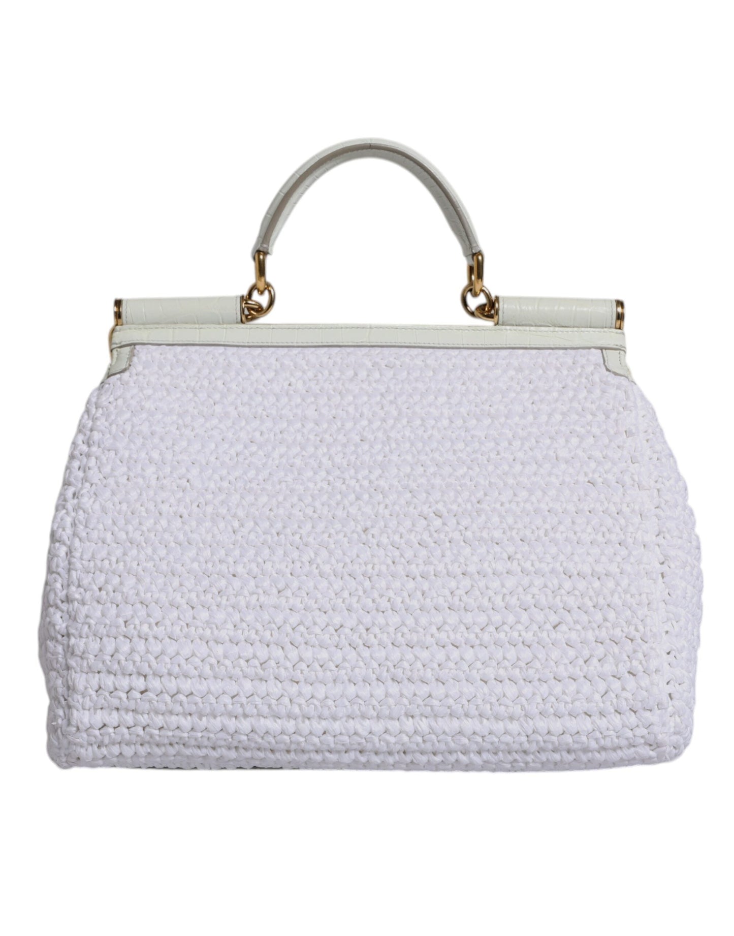 Dolce & Gabbana White Rafia Leather Top Handle Crossbody Women's Bag ()