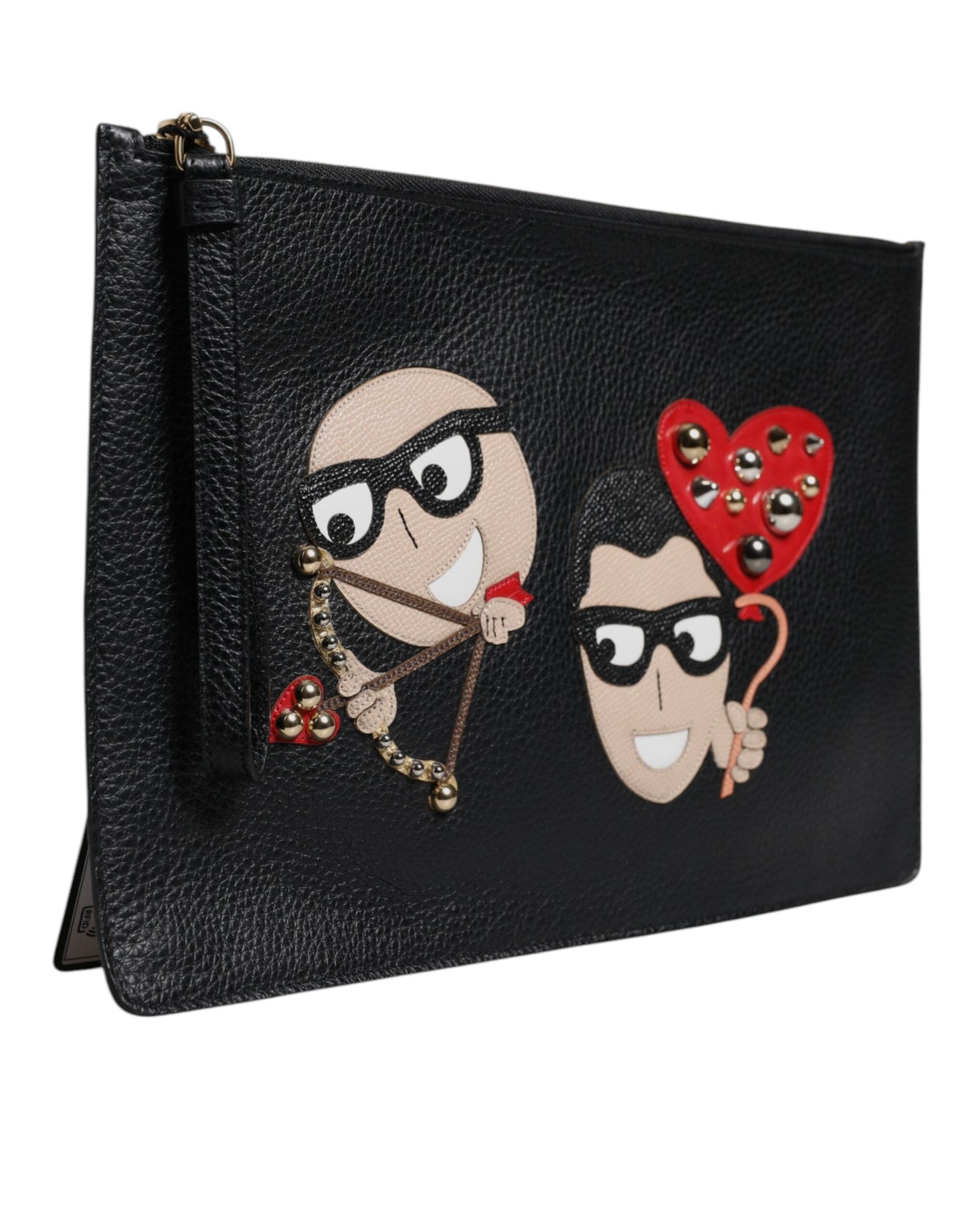 Dolce & Gabbana Black #DGFamily Embellished Leather Clutch Women's Bag