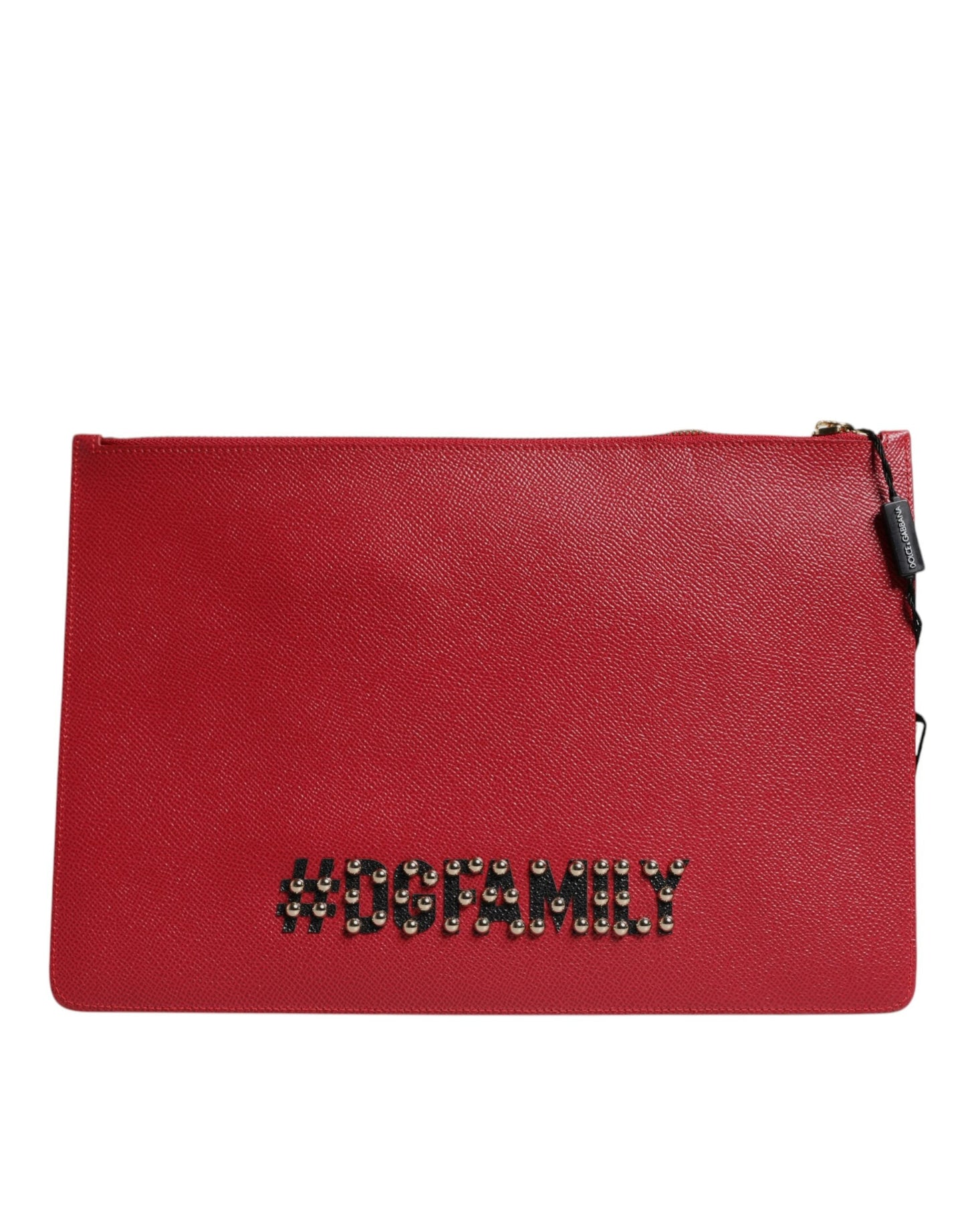 Dolce & Gabbana Red #DGFamily Embellished Leather Clutch Women's Bag