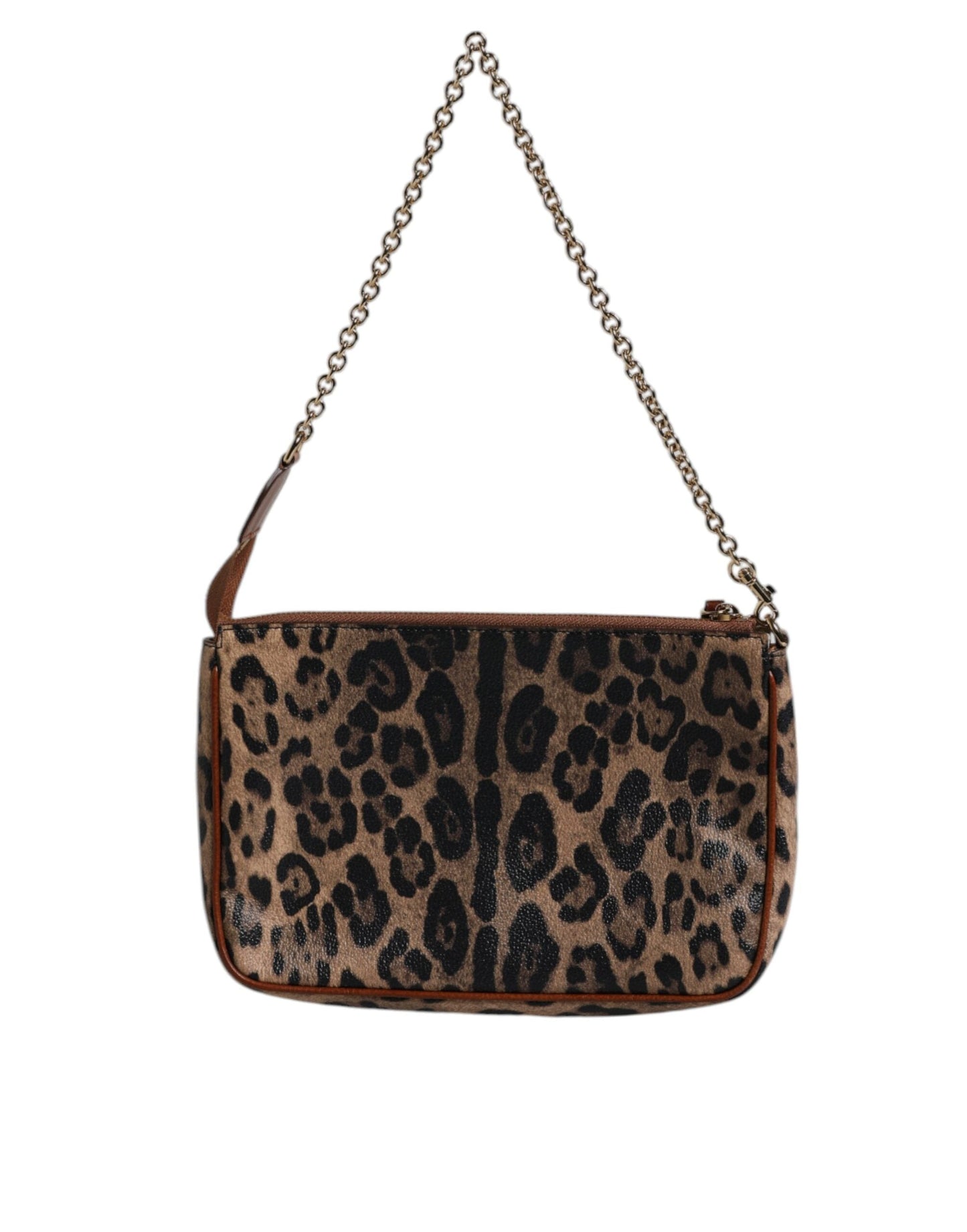 Dolce & Gabbana Brown Leopard Leather Shoulder Chain Strap Women's Bag ()