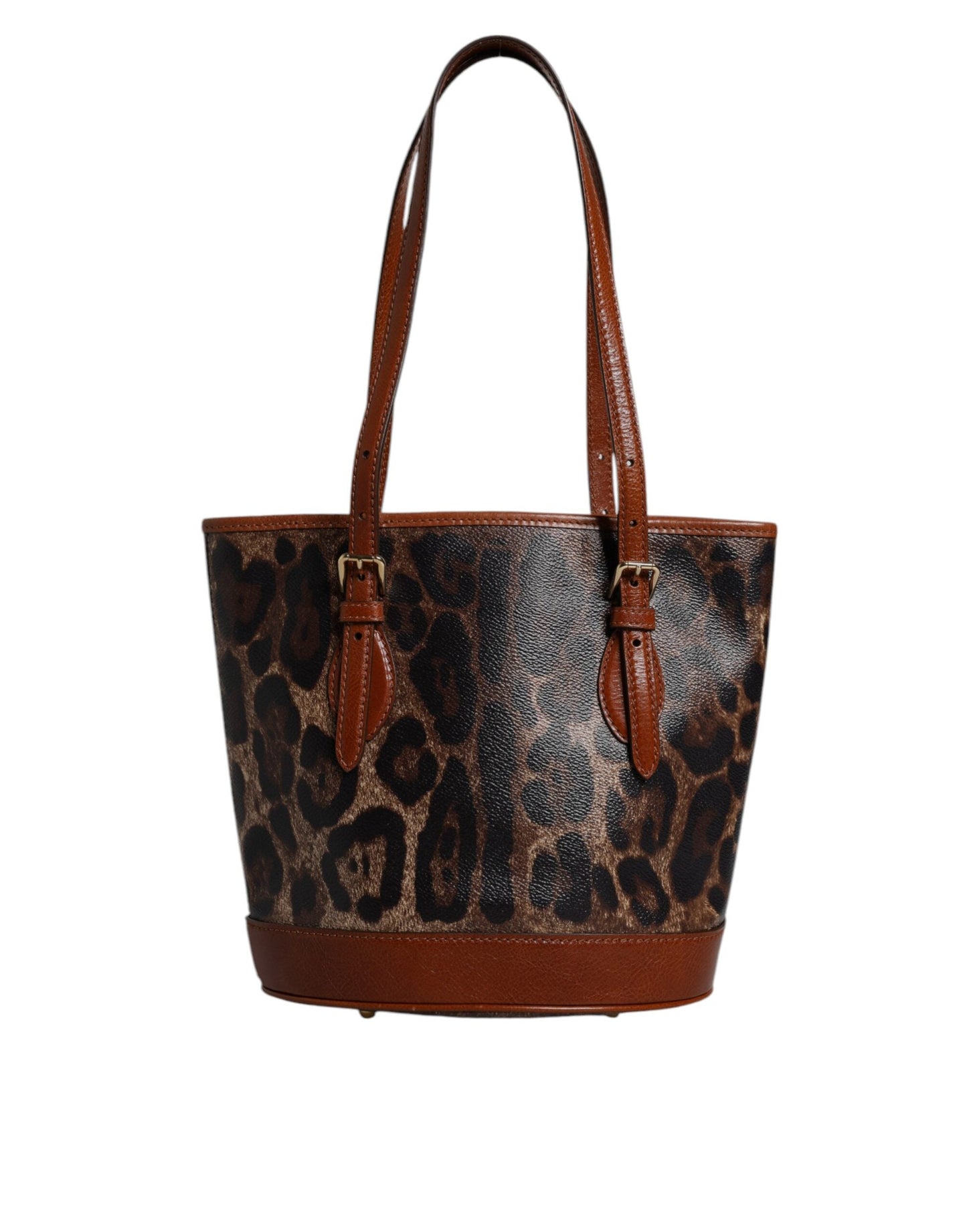 Dolce & Gabbana Brown Leopard Leather Shoulder Strap Tote Women's Bag