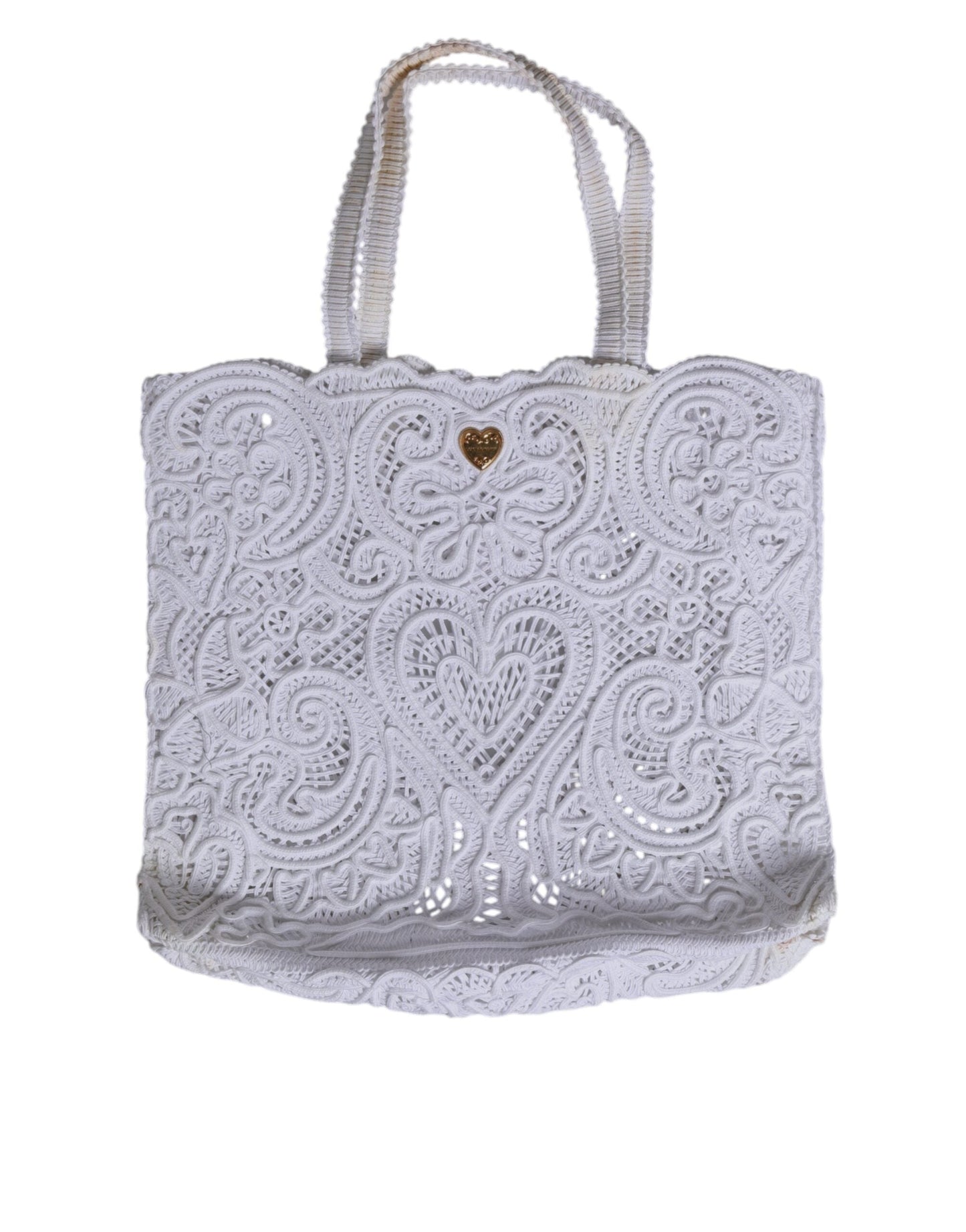 Dolce & Gabbana White Cordonetto Lace Beatrice Tote Shopping Women's Bag ()