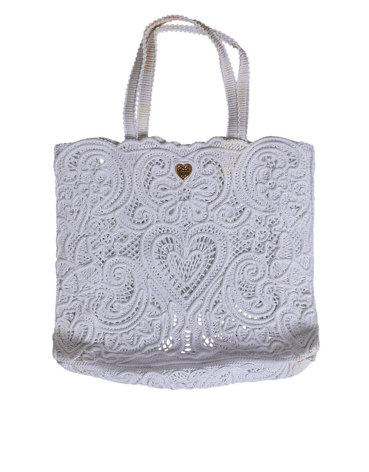 Dolce & Gabbana White Cordonetto Lace Beatrice Tote Shopping Women's Bag ()