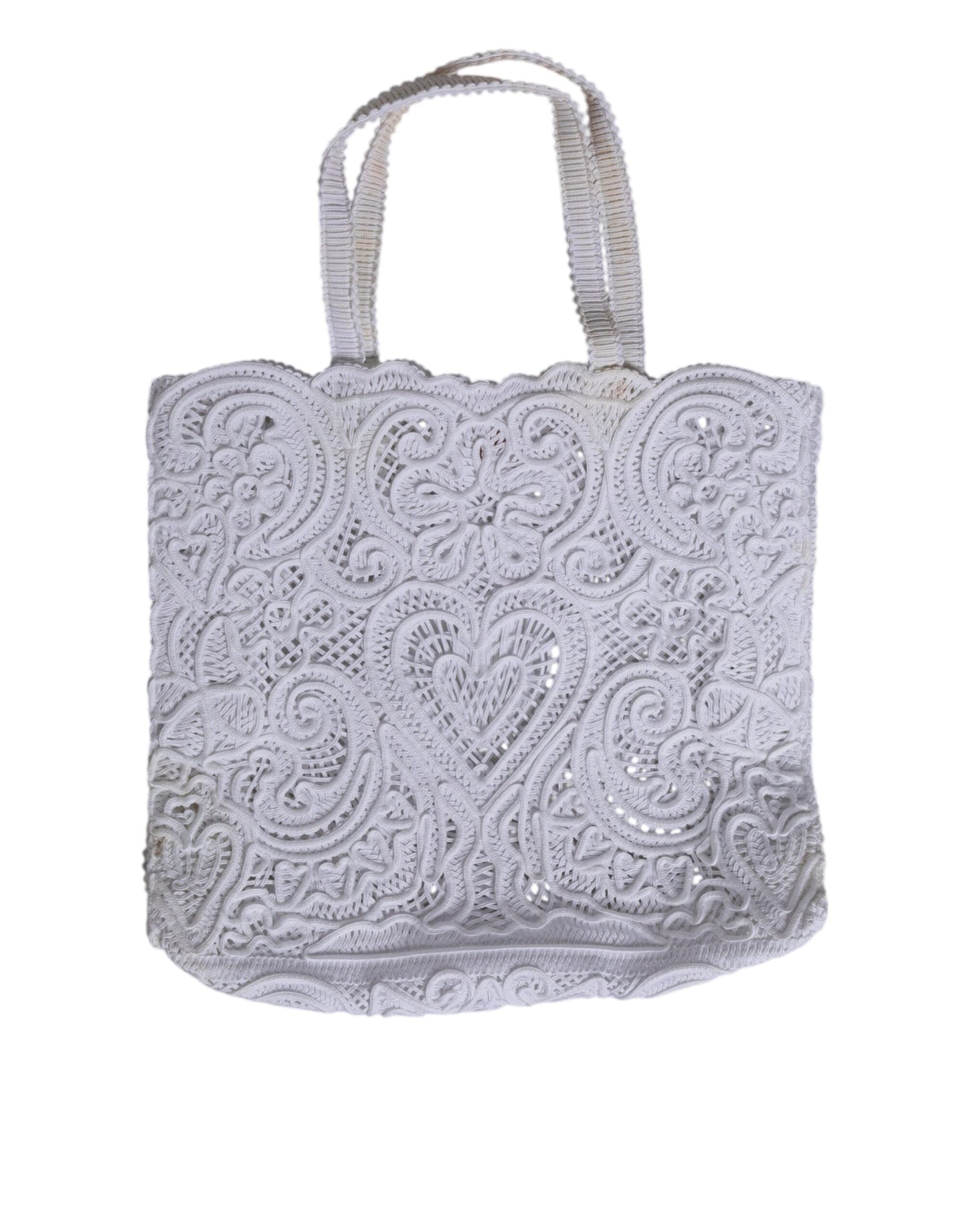 Dolce & Gabbana White Cordonetto Lace Beatrice Tote Shopping Women's Bag ()