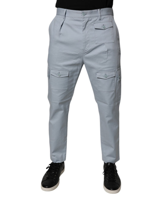 Dolce & Gabbana Light Blue Cotton Cargo Tapered Men's Pants