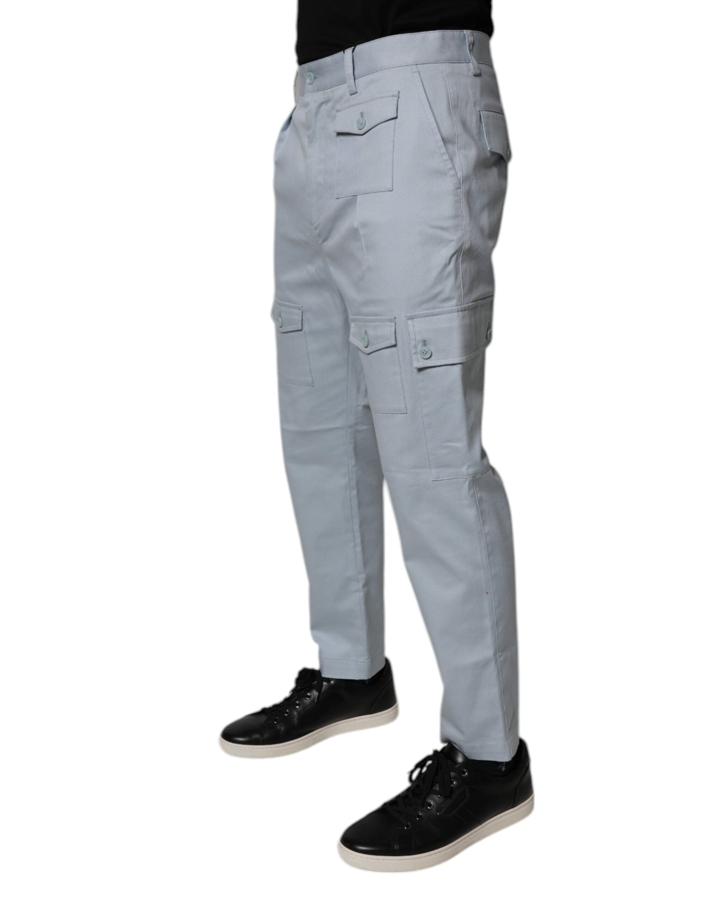 Dolce & Gabbana Light Blue Cotton Cargo Tapered Men's Pants