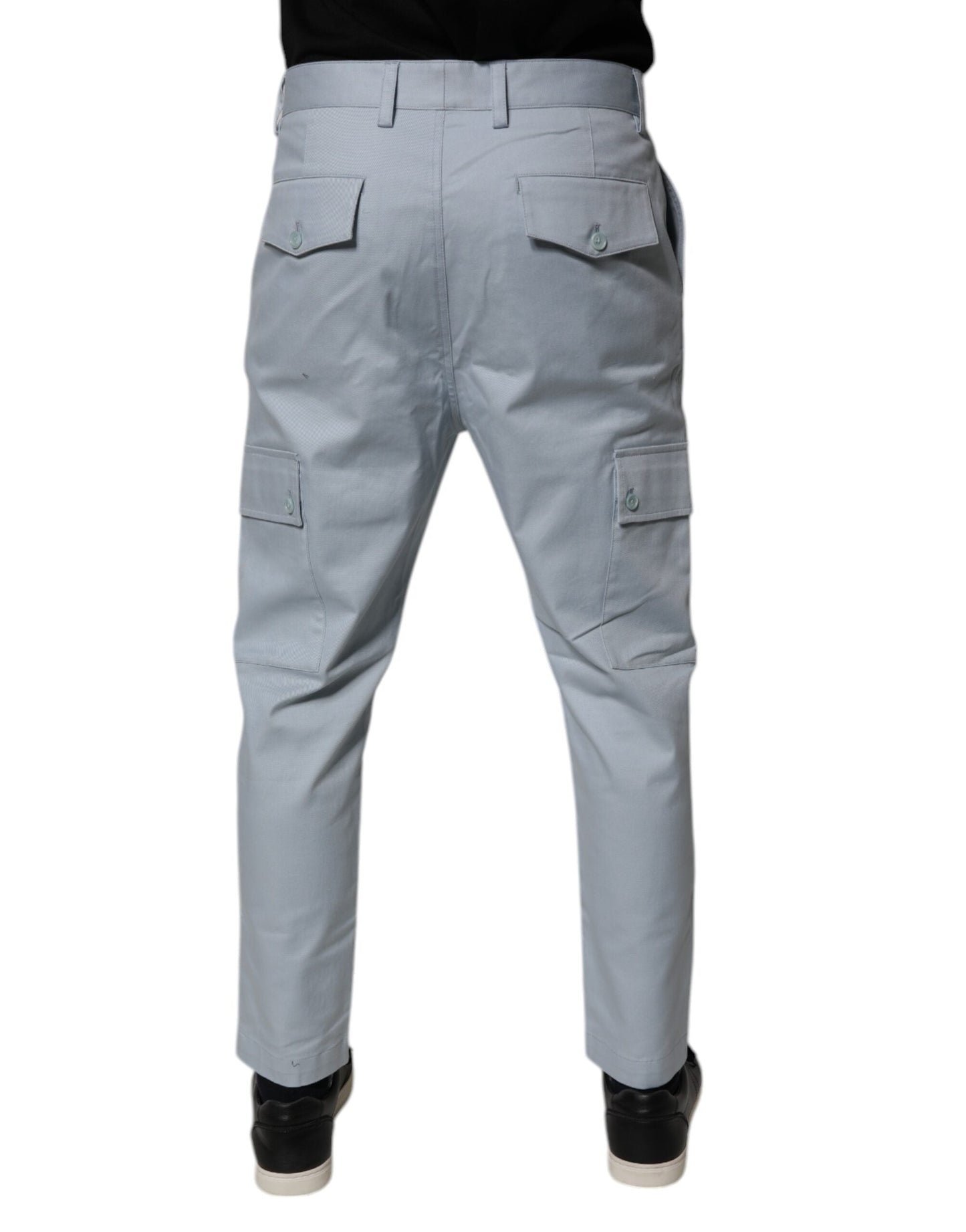 Dolce & Gabbana Light Blue Cotton Cargo Tapered Men's Pants