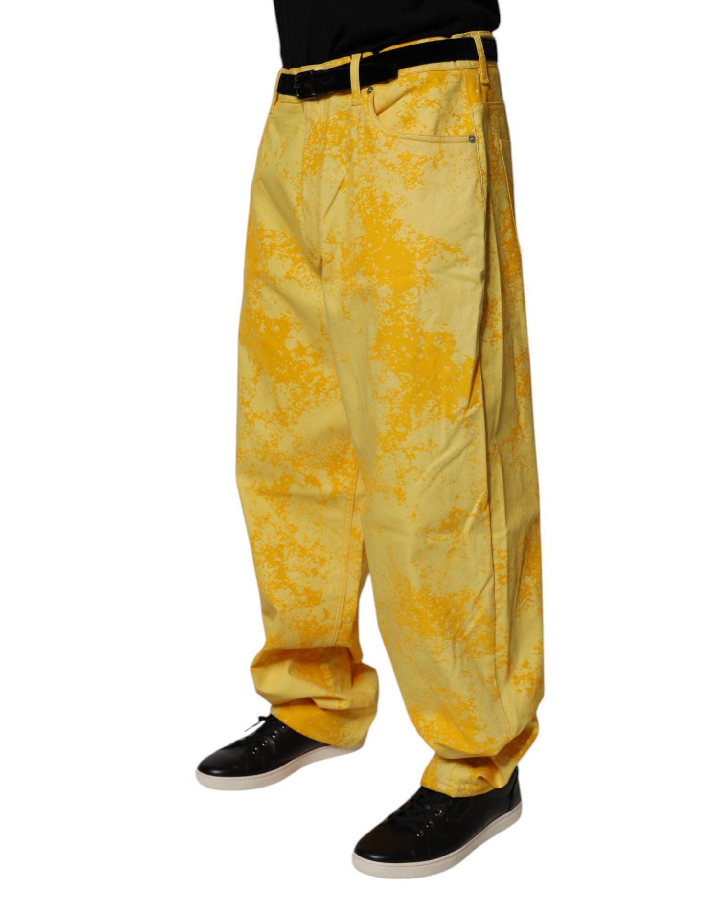 Dolce & Gabbana Yellow Tie Dye Cotton Straight Denim Men's Jeans ()
