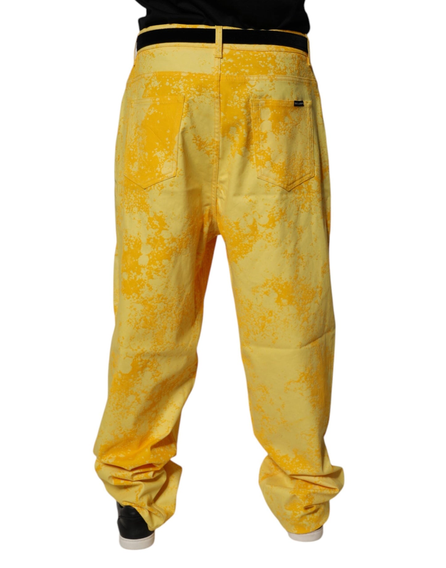 Dolce & Gabbana Yellow Tie Dye Cotton Straight Denim Men's Jeans ()