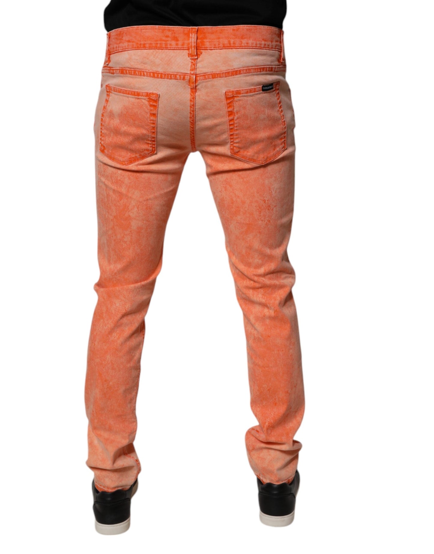 Dolce & Gabbana Orange Tie Dye Cotton Skinny Men Denim Men's Jeans