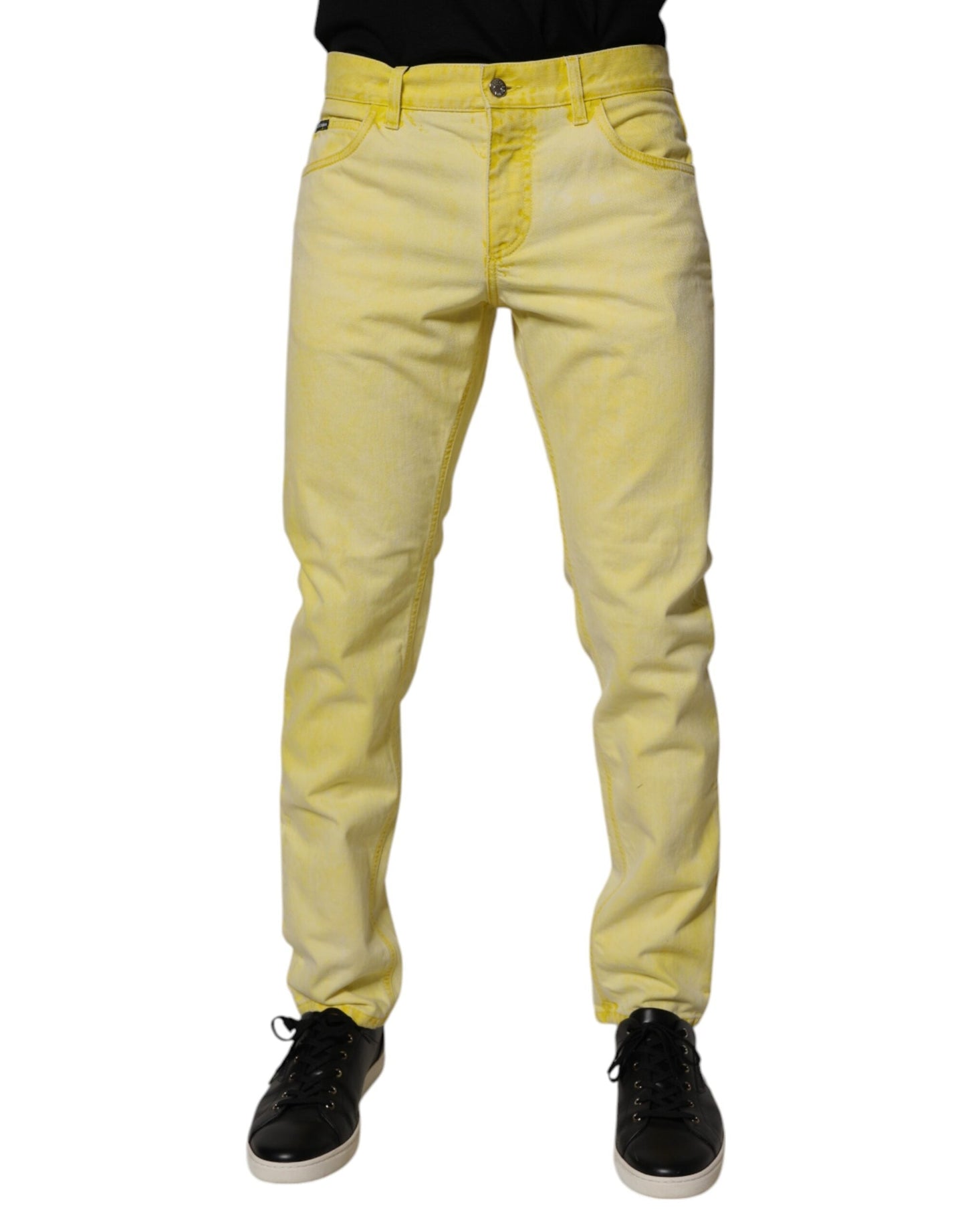 Dolce & Gabbana Yellow Cotton Stretch Skinny Men Denim Men's Jeans