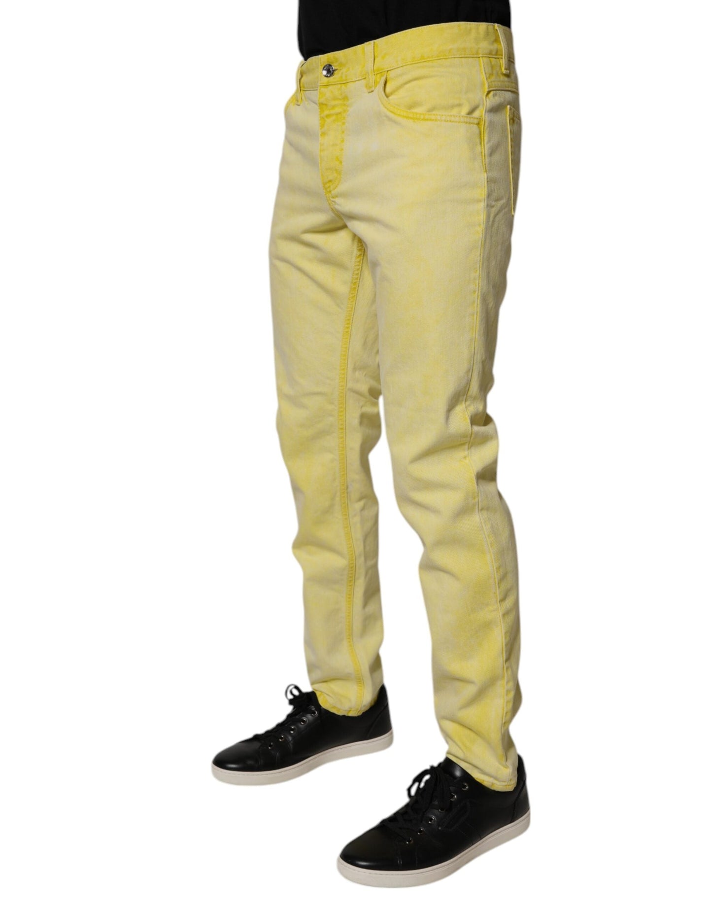 Dolce & Gabbana Yellow Cotton Stretch Skinny Men Denim Men's Jeans