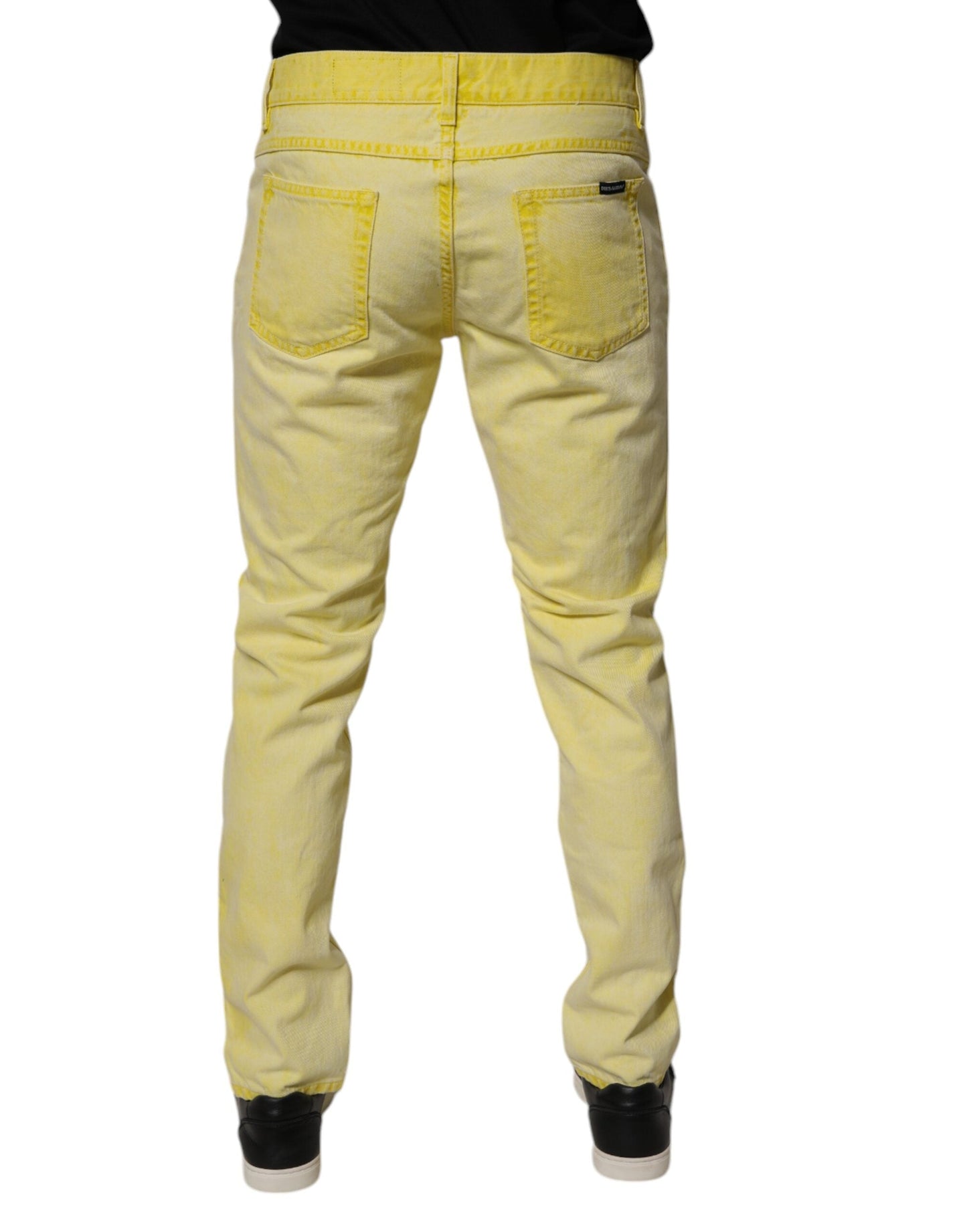Dolce & Gabbana Yellow Cotton Stretch Skinny Men Denim Men's Jeans