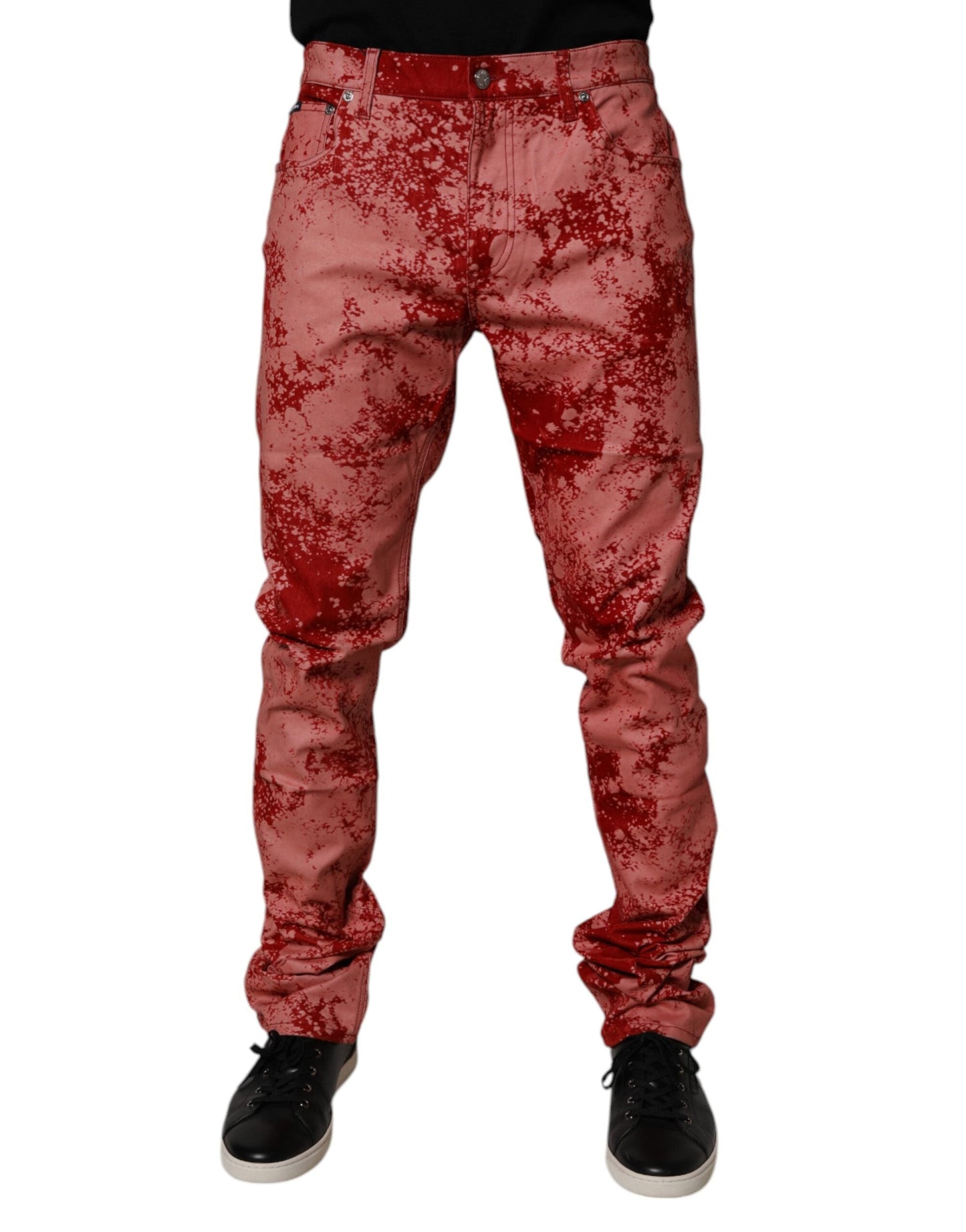 Dolce & Gabbana Red Tie Dye Cotton Skinny Men Denim Men's Jeans