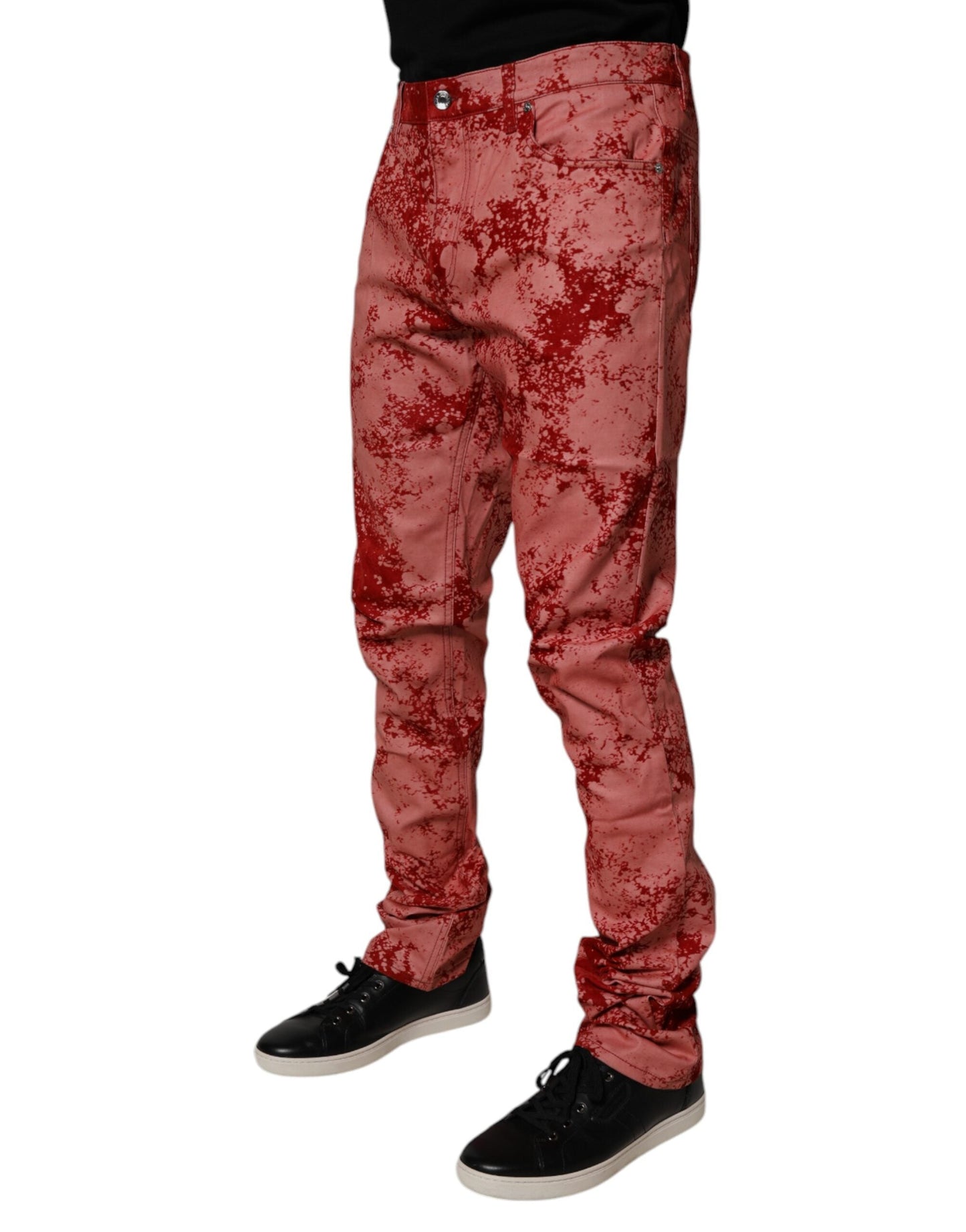 Dolce & Gabbana Red Tie Dye Cotton Skinny Men Denim Men's Jeans