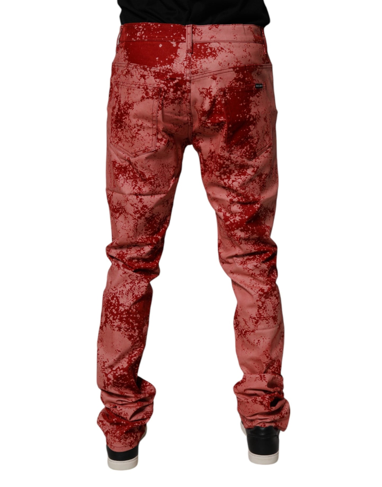 Dolce & Gabbana Red Tie Dye Cotton Skinny Men Denim Men's Jeans