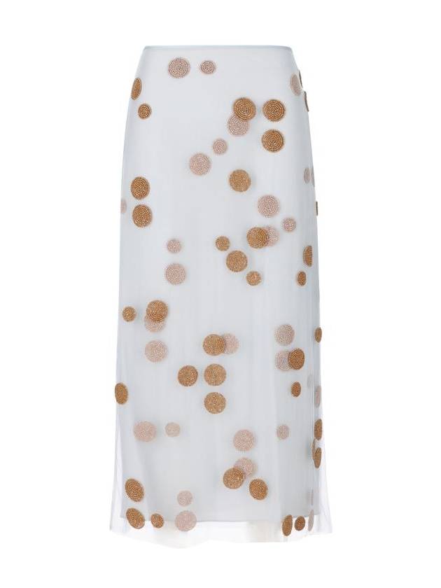 Fendi Embroidered Tulle Skirts Light Blue