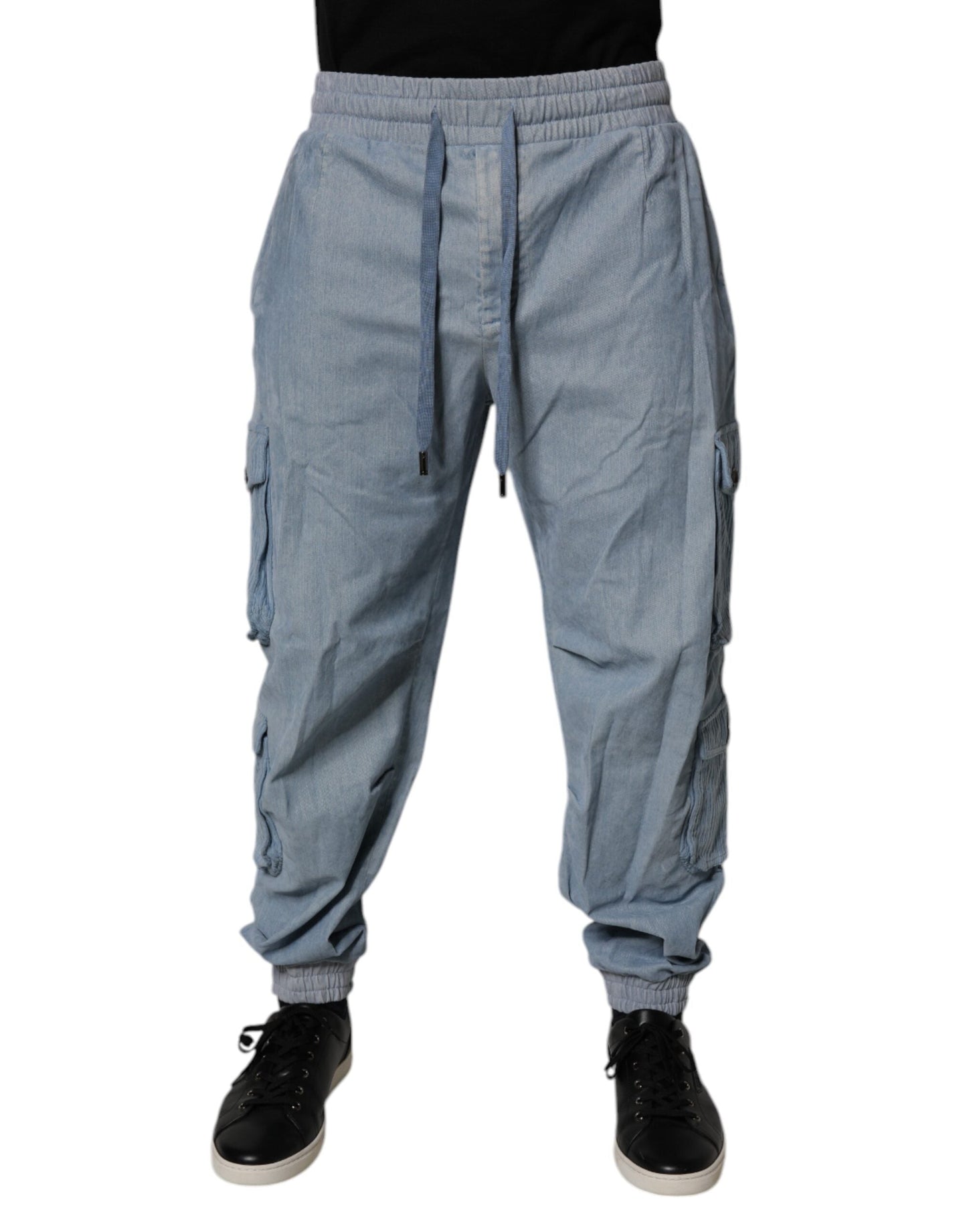 Dolce & Gabbana Light Blue Cotton Jogger Cargo Men Denim Men's Pants