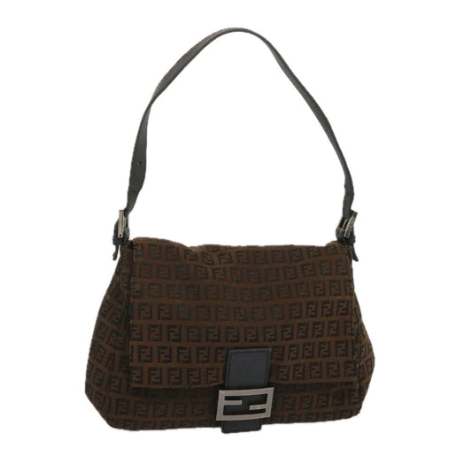 FENDI Zucchino Canvas Mamma Baguette Shoulder Bag Brown67996