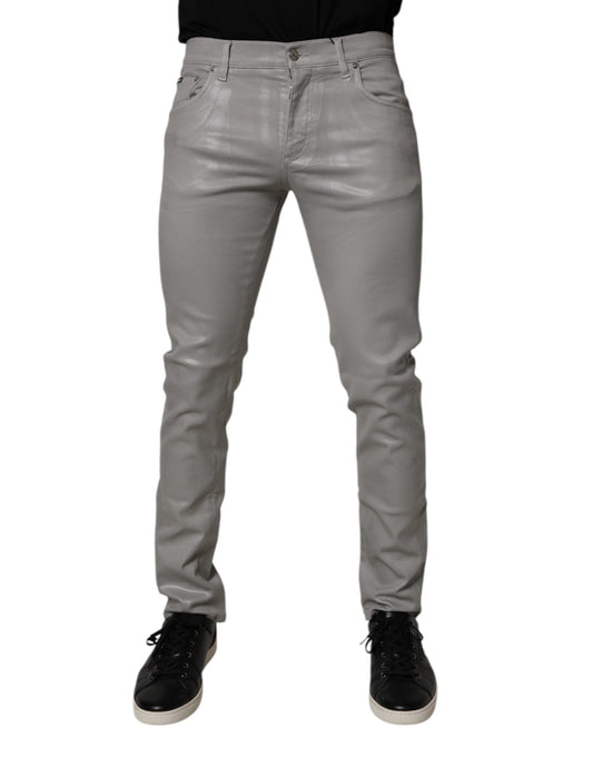 Dolce & Gabbana Gray Cotton Stretch Men Slim Fit Denim Men's Jeans ()