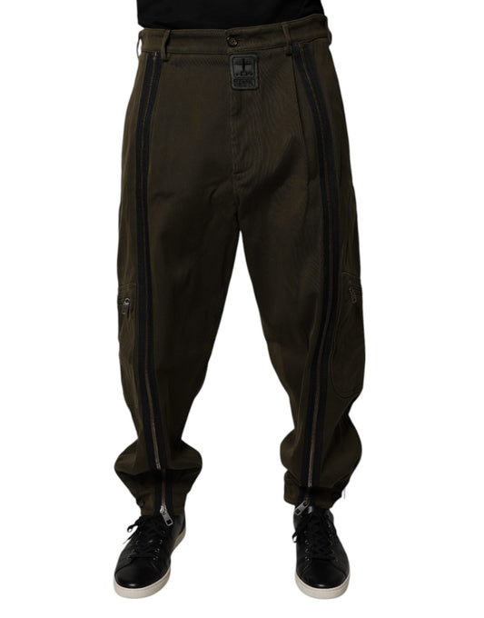 Dolce & Gabbana Dark Brown Cotton Jogger Cargo Men's Pants