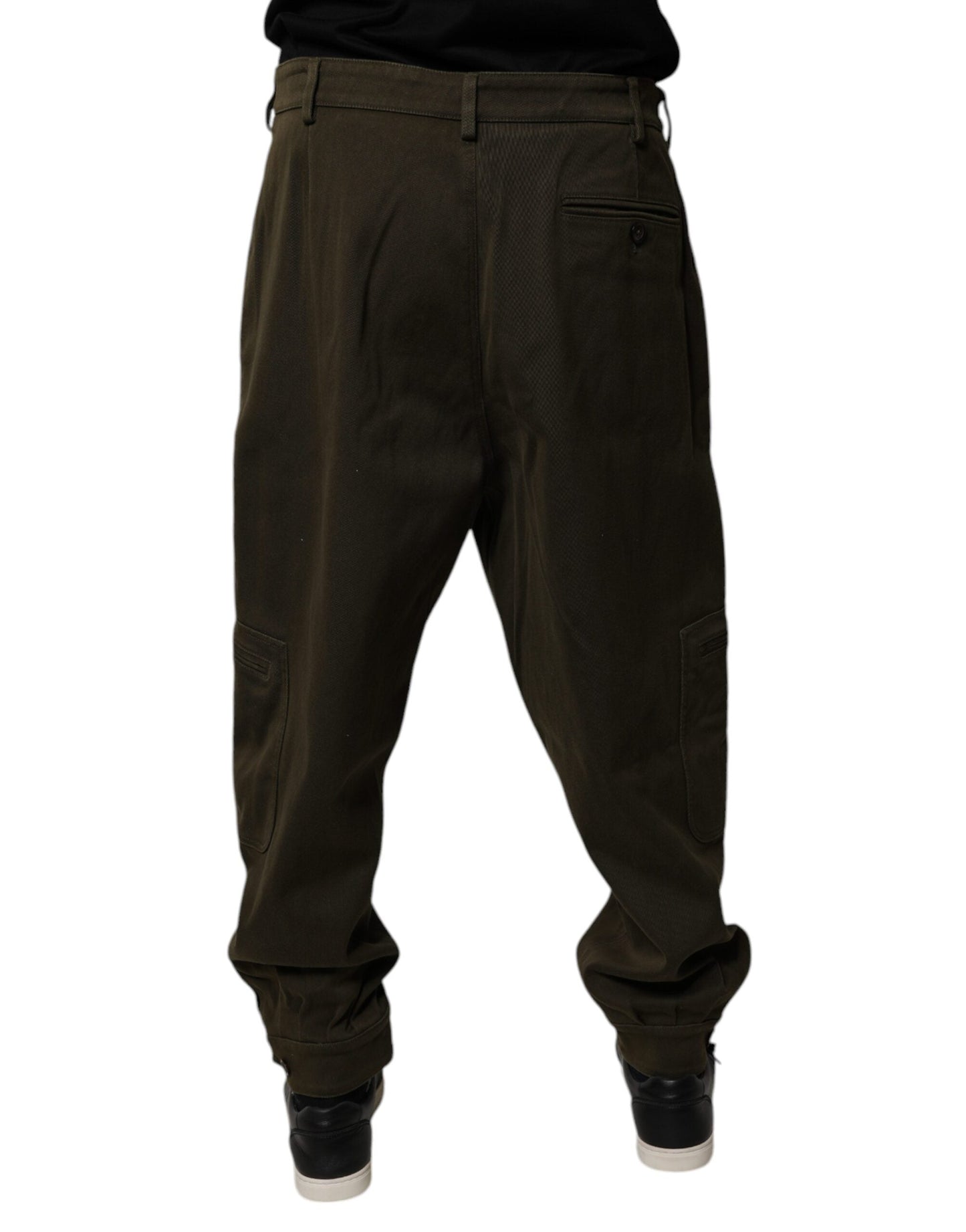 Dolce & Gabbana Dark Brown Cotton Jogger Cargo Men's Pants