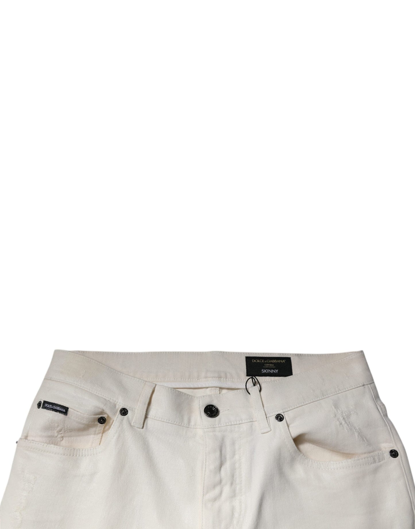 Dolce & Gabbana Off White Cotton Stretch Skinny Denim Men's Jeans ()