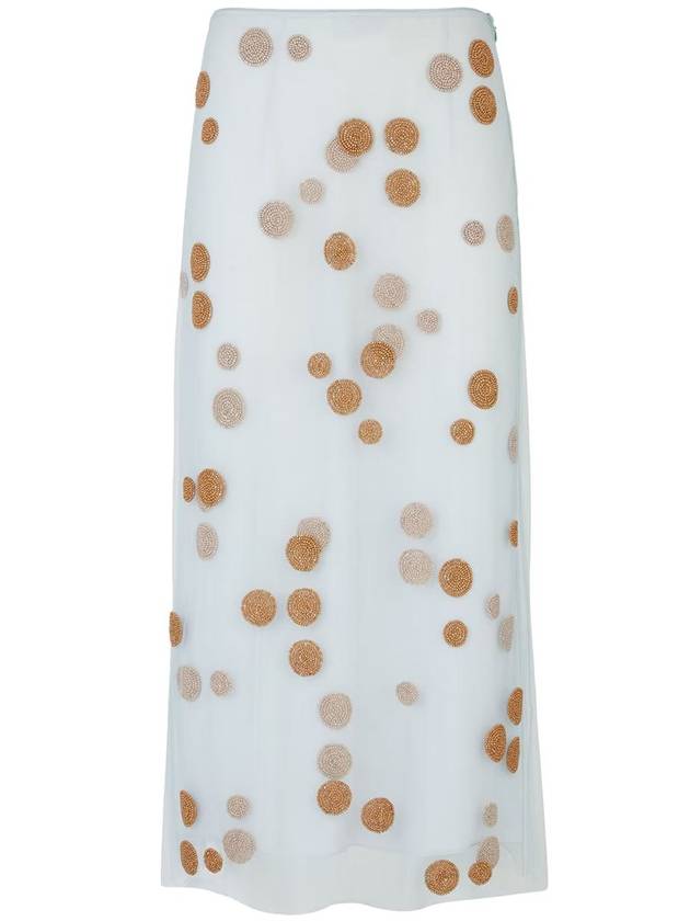 Fendi Embroidered Tulle Skirts Light Blue