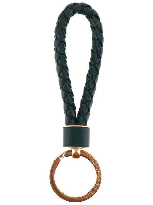 Bottega Veneta Intrecciato Lambskin Key Holder Green