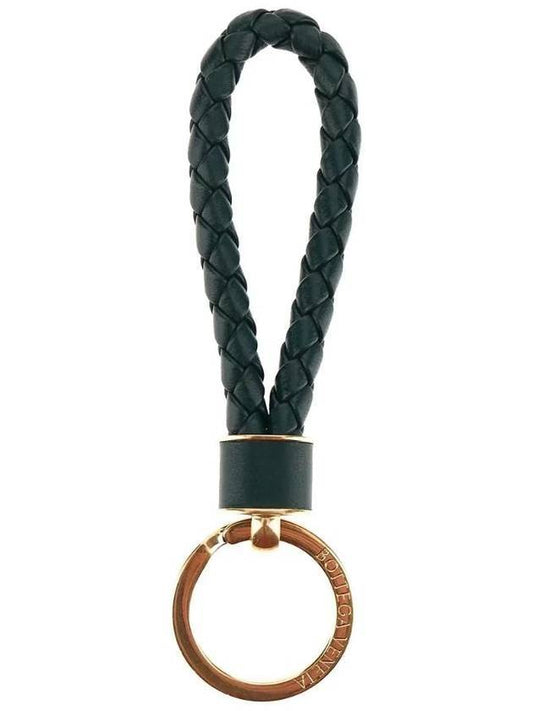 Bottega Veneta Intrecciato Lambskin Key Holder Green