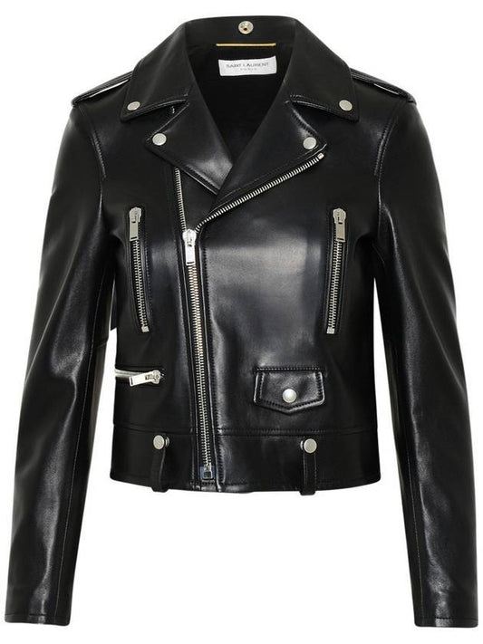 Saint Laurent Classic Lambskin Biker Jacket Black